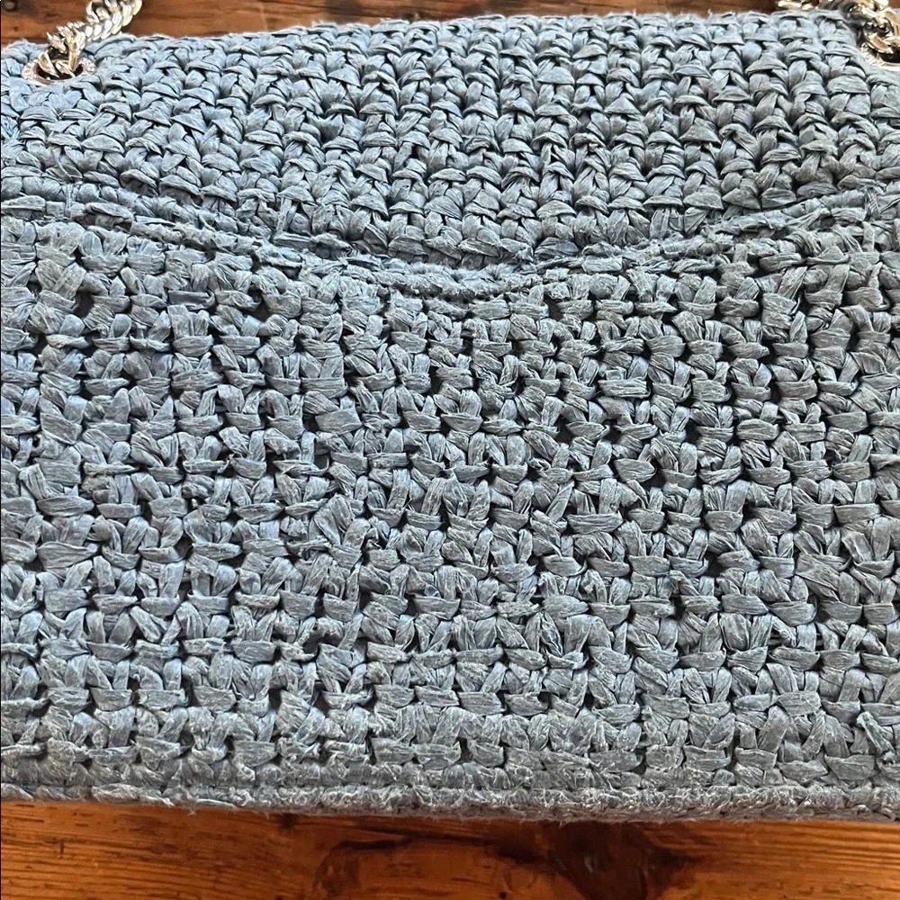 Sandro Raffia YZA Bag in Blue